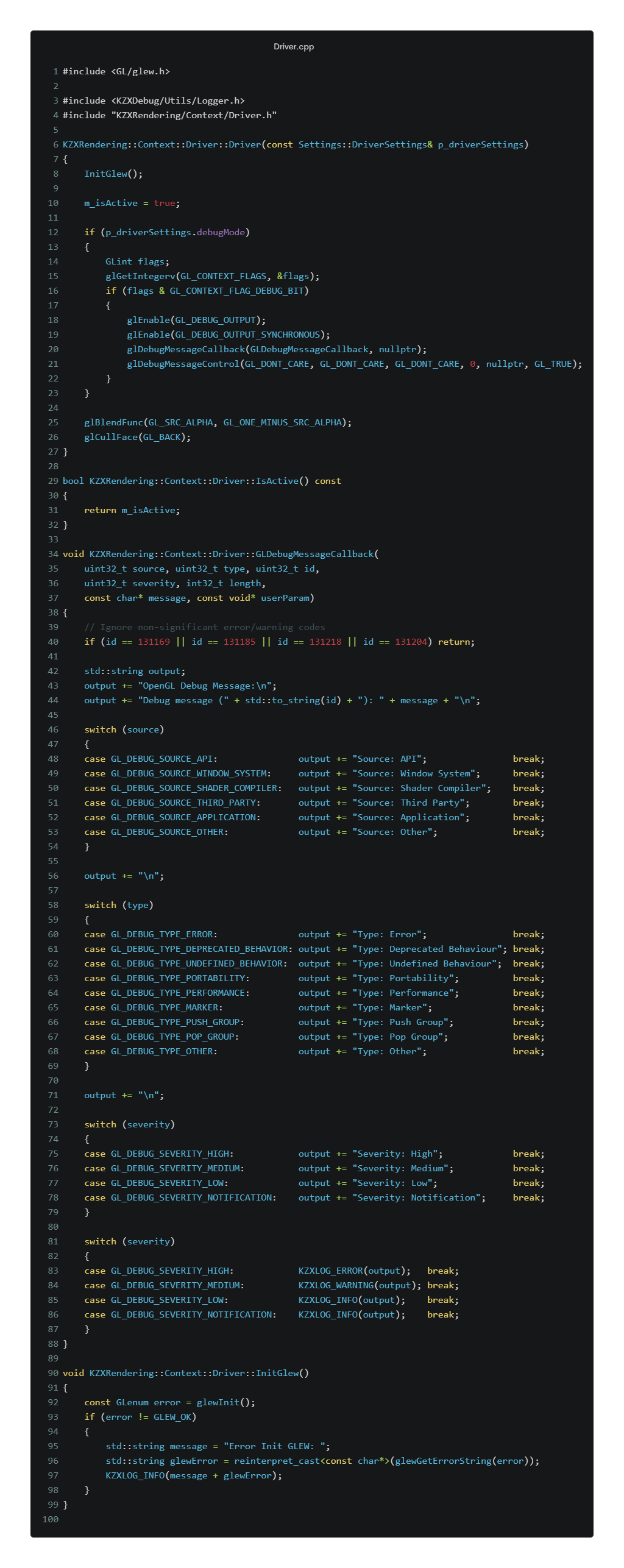 Driver C++ Implementation Code